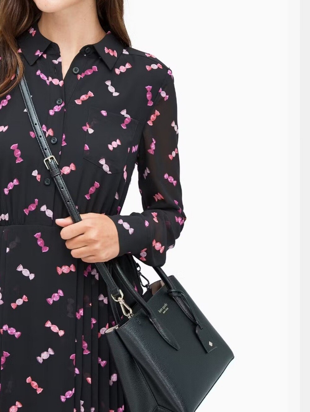 Kate Spade Black Leather Satchel with Gold Hardware